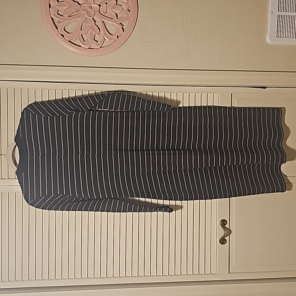Toad&Co Foothill Midi Dress Gray/Tan Stripe Size Medium - Picture 3 of 7